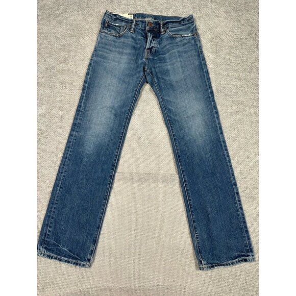 Abercrombie & Fitch Jeans Mens 28x31 Blue Remsen Low Rise Slim Straight Read - Picture 1 of 16